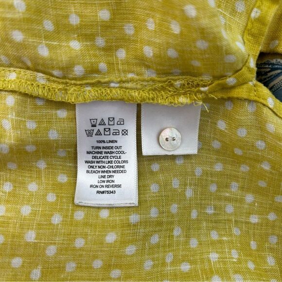 Rachel Zoe Yellow and White Polka Dot Linen Shirt - Picture 6 of 9